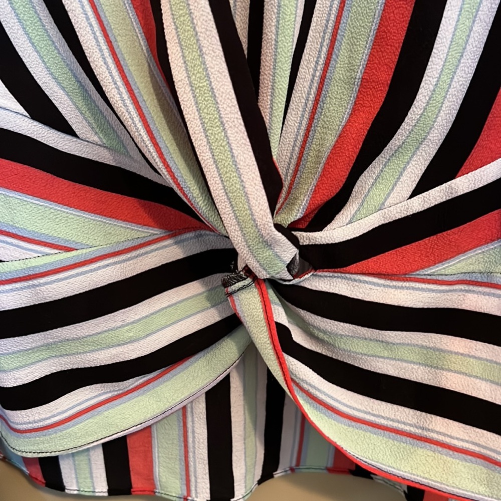 Bar Lll Stripe Blouse With Flutter Sleeves & Twis… - image 3